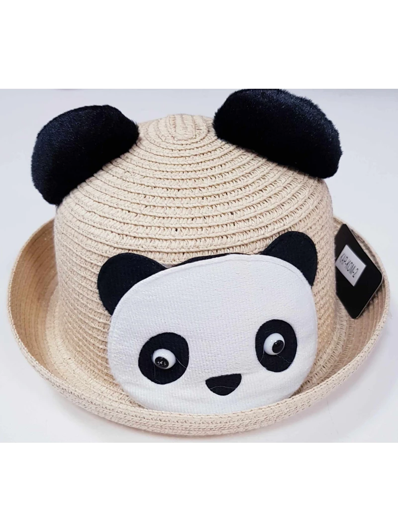 Dievčenský slamený klobúk Panda