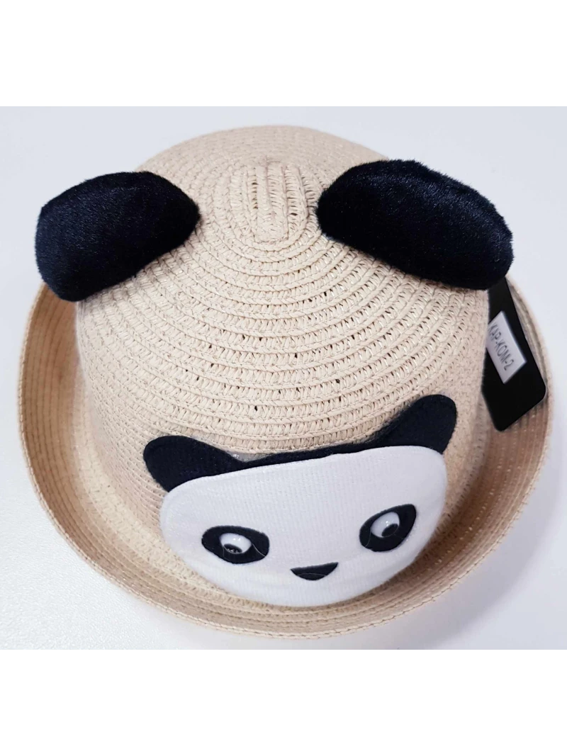 Dievčenský slamený klobúk Panda