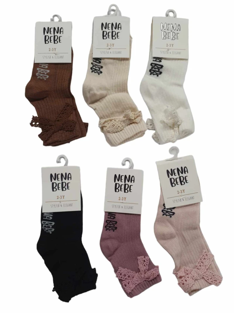 Dievčenské ponožky s mašľou viac farieb