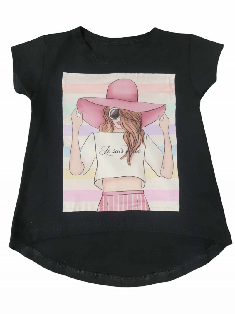 Dievčenské tričko s obrázkom dievčatka s klobúkom
