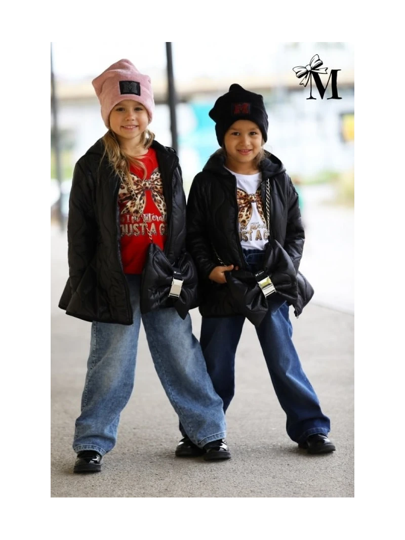 Dievčenská prechodno-zimná bundička s kabelkou