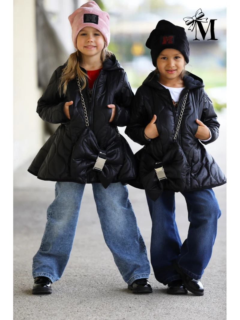 Dievčenská prechodno-zimná bundička s kabelkou