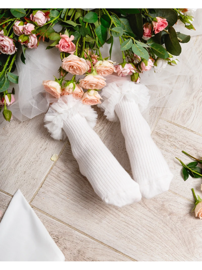 Ponožky s ozdobným tylom viac farieb