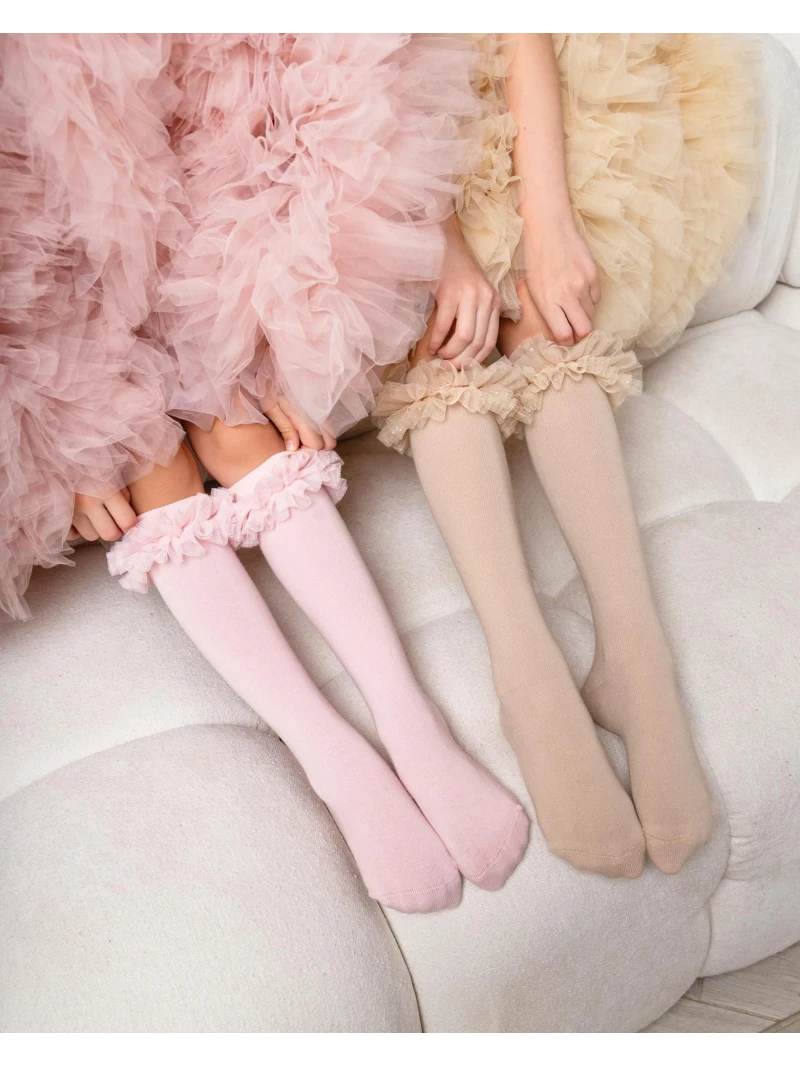 Podkolienky s ozdobným tylom viac farieb