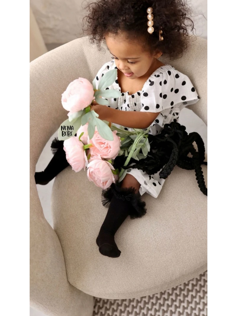 Podkolienky s ozdobným tylom viac farieb