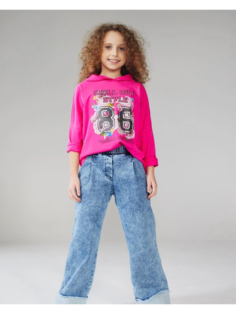 Dievčenské rifľové nohavice široký strih