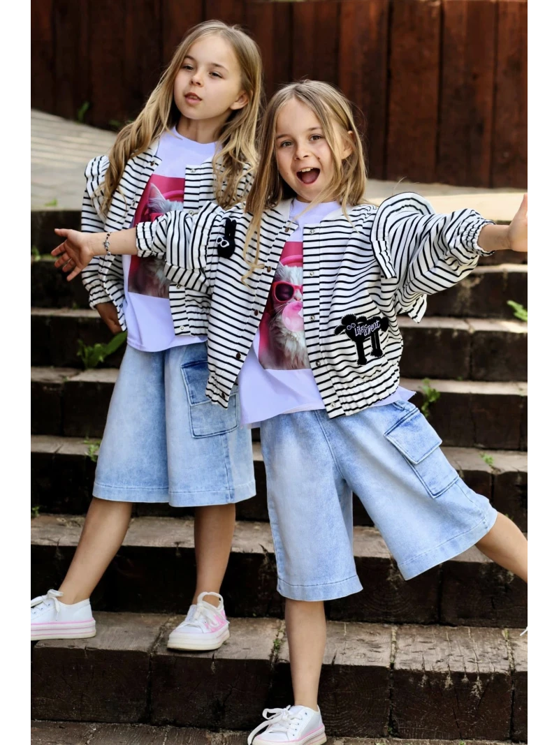 Dievčenské rifľové kraťasy pod kolená  QBA