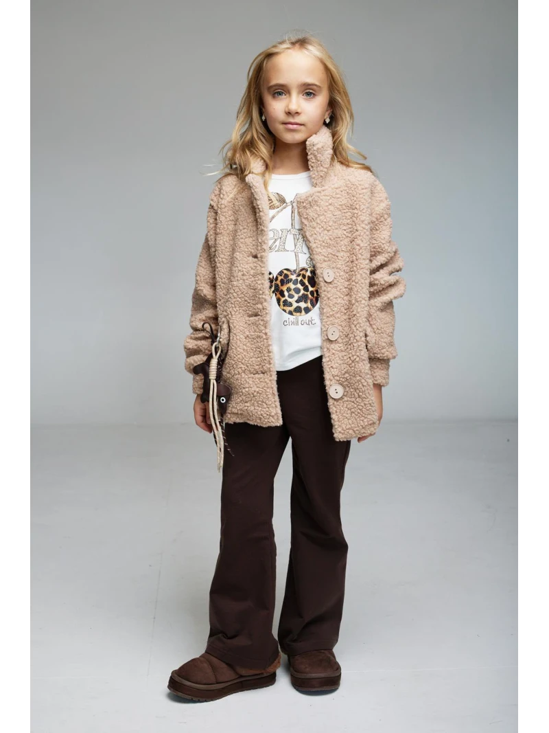 Dievčenský teddy kabát s príveskom