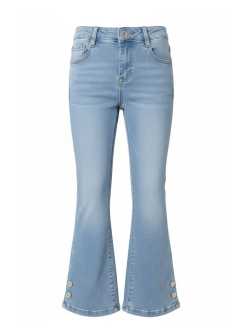 Dievčenské zvonové rifle zdobené gombíkmi