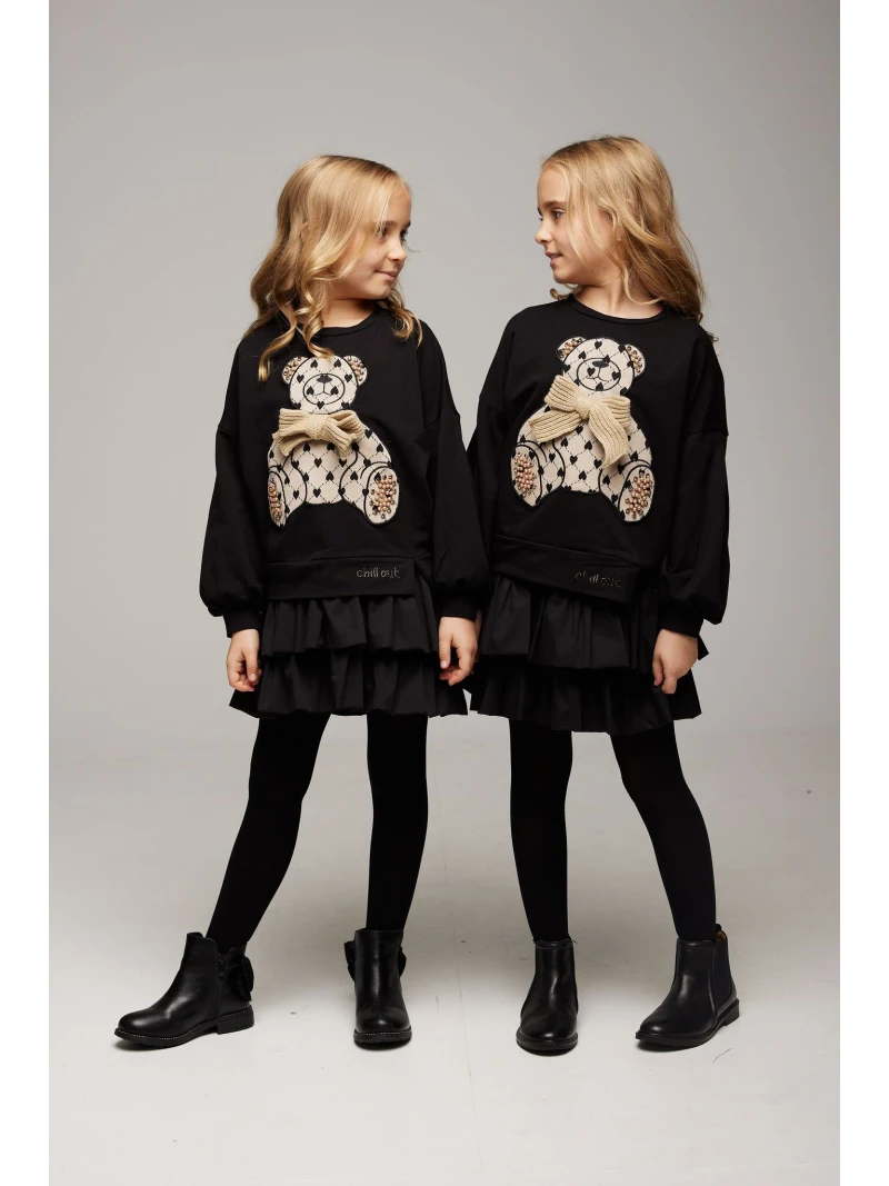 Dievčenský komplet-mikina a šaty Macko