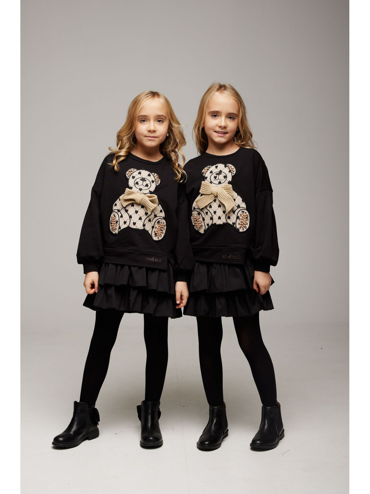 Dievčenský komplet-mikina a šaty Macko