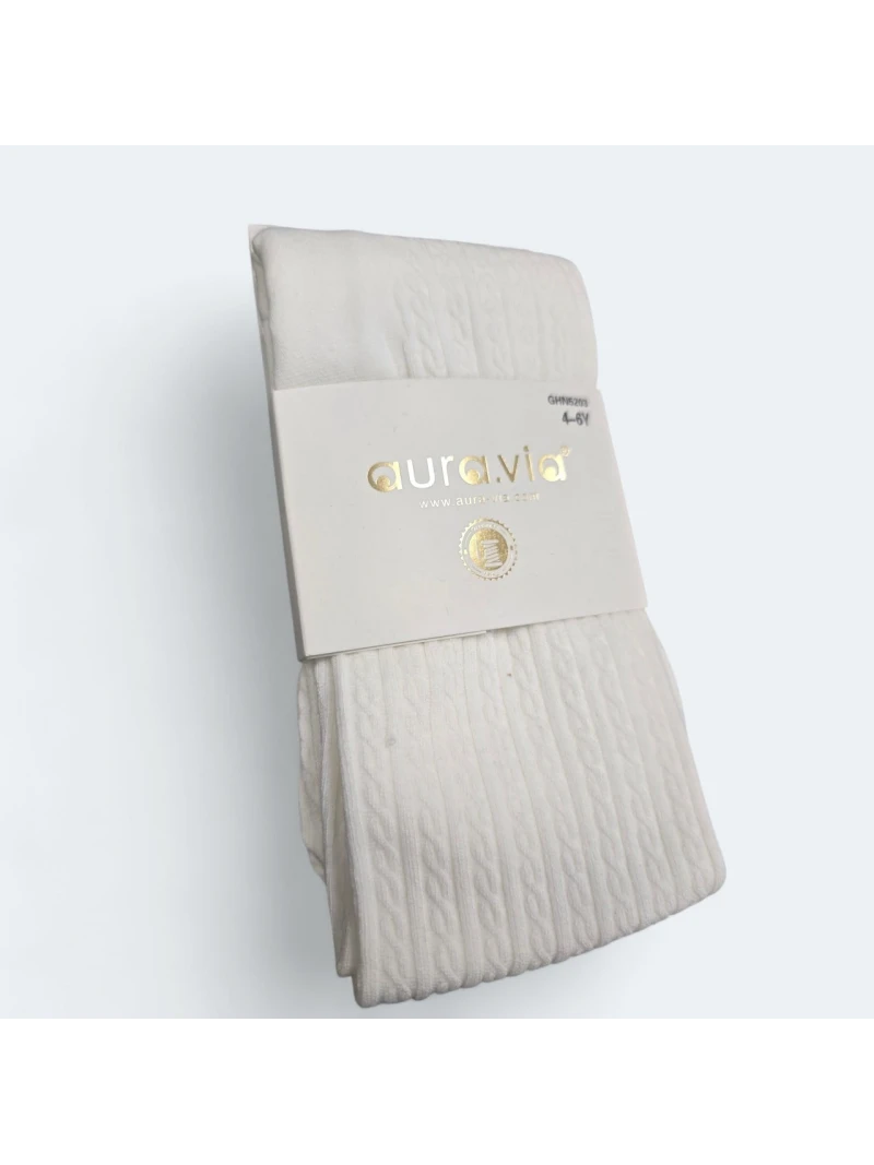 Dievčenské pančuchy vzor vrkoč biele