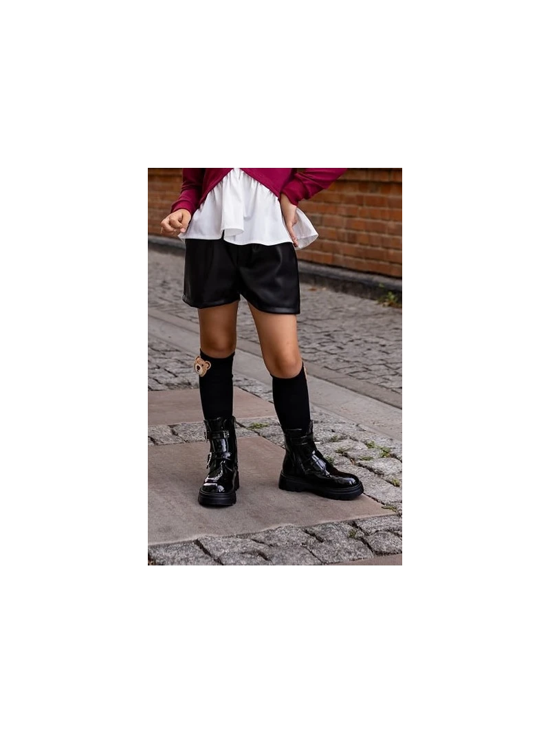 Dievčenské koženkové kraťasy 2 farby