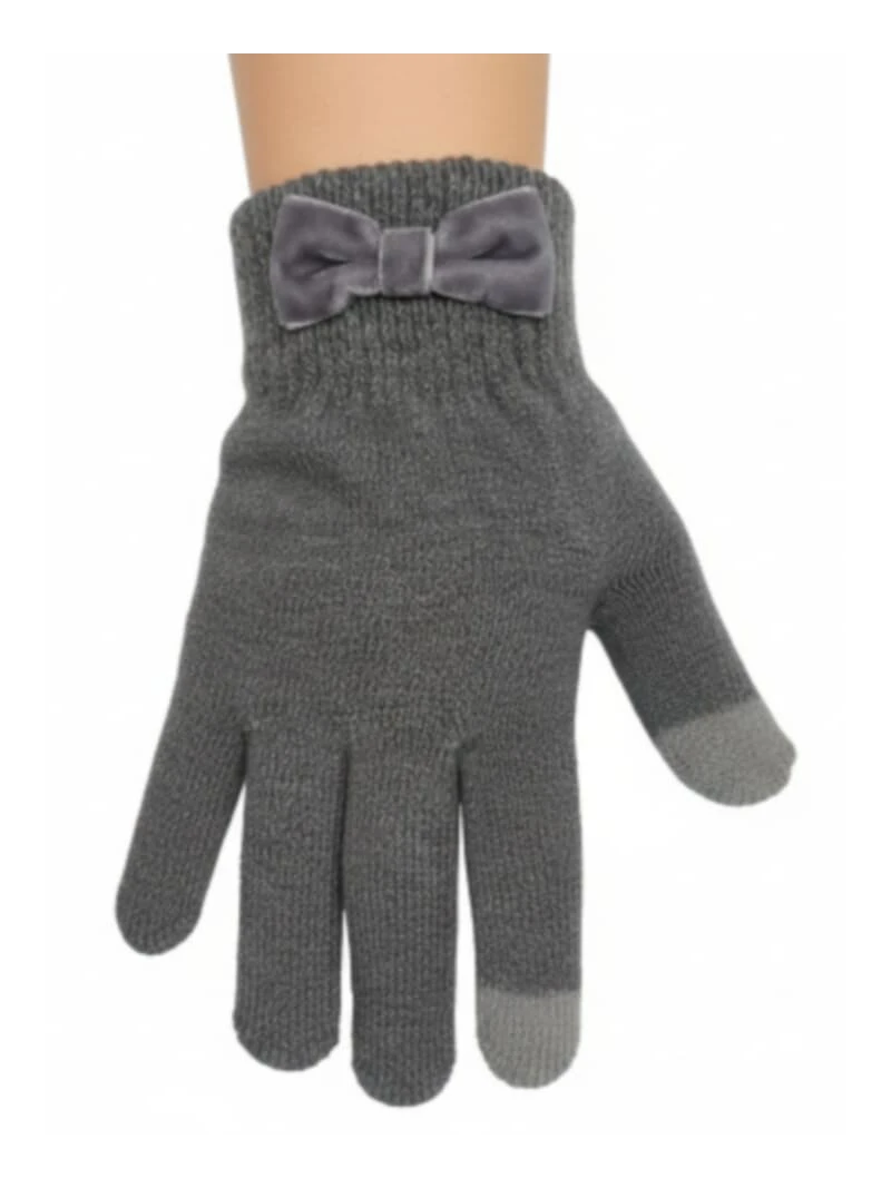 Dievčenské zimné rukavice s mašľou 2 farby