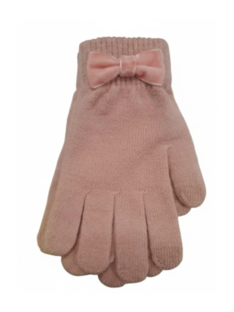 Dievčenské zimné rukavice s mašľou 2 farby