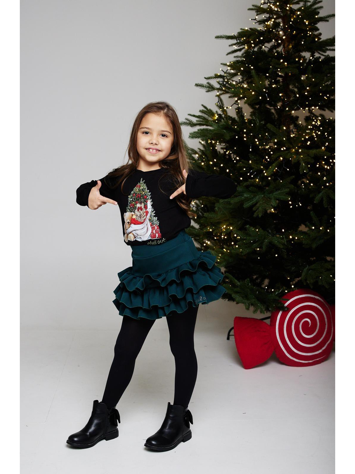 Dievčenské vianočné tričko so zirkónmi