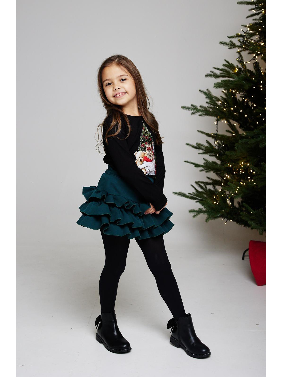 Dievčenské vianočné tričko so zirkónmi