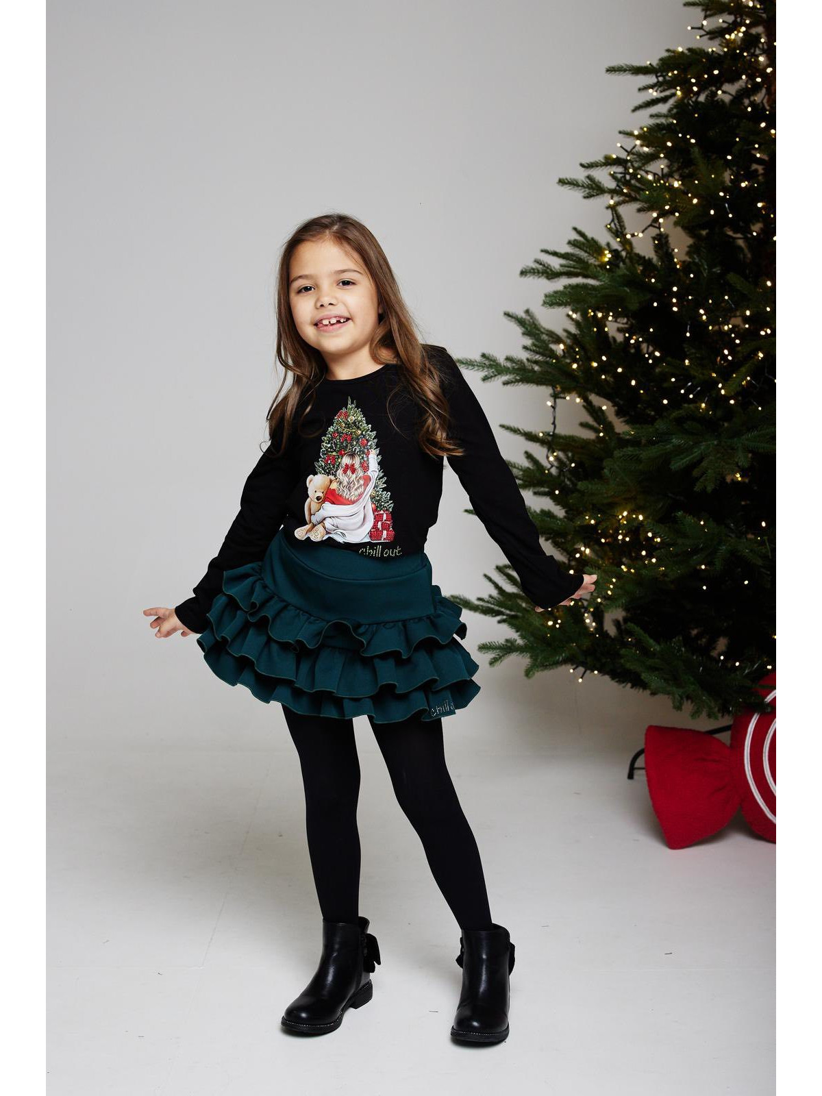 Dievčenské vianočné tričko so zirkónmi