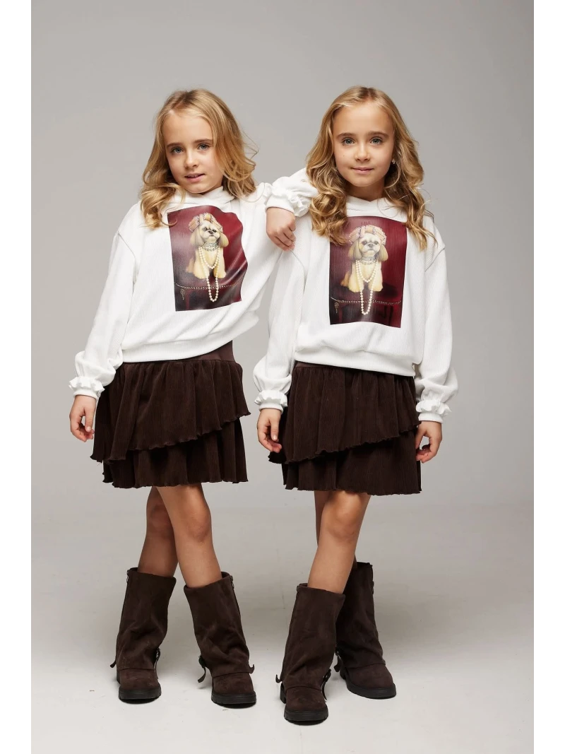 Dievčenské šaty s mikinou 2v1zdobené zirkónmi