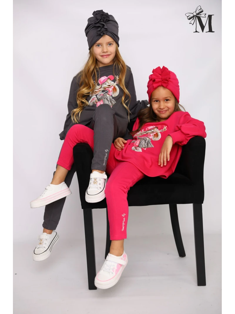 Dievčenský komplet s potlačou a zirkónmi 2 farby