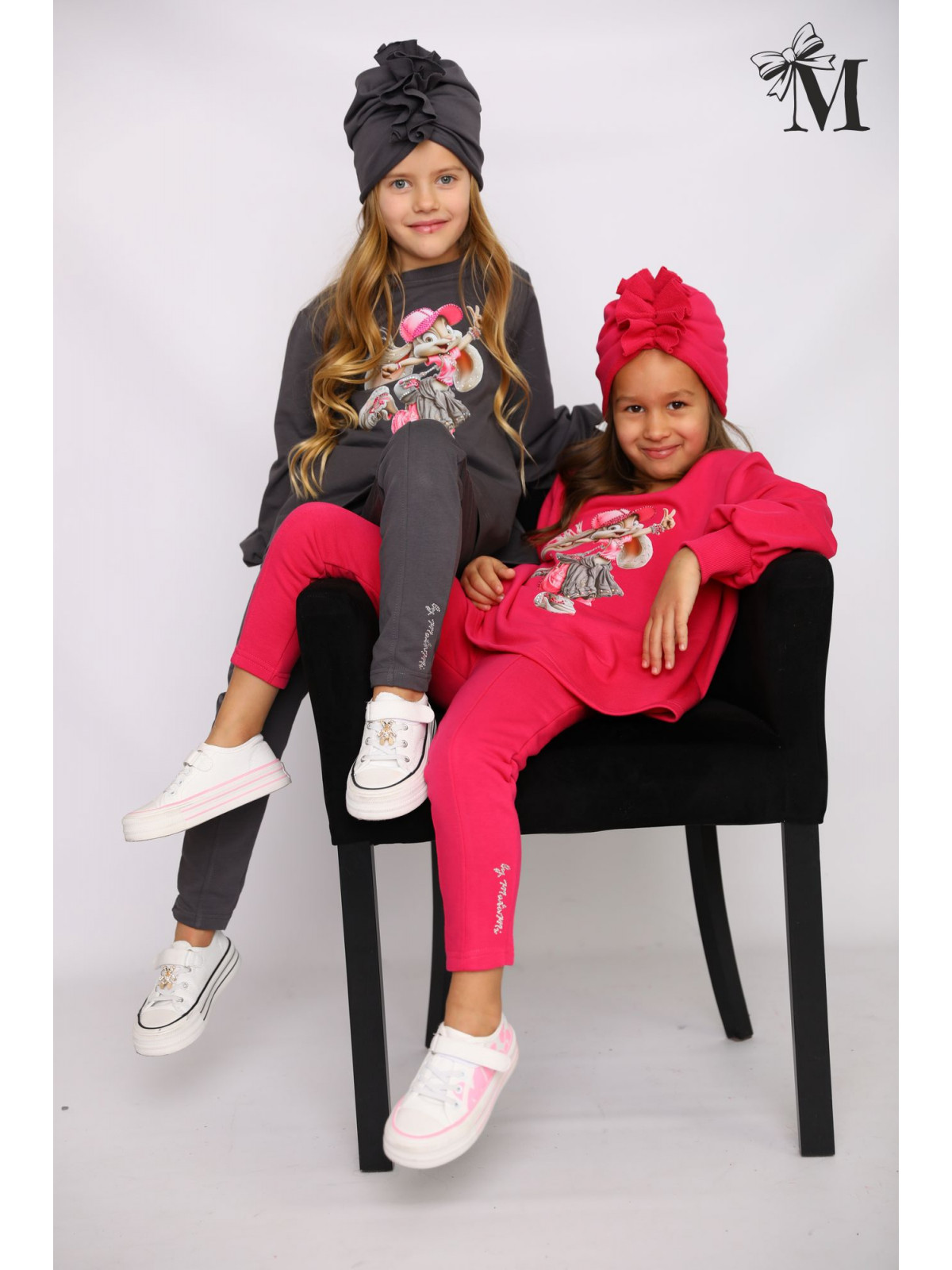 Dievčenský komplet s potlačou a zirkónmi 2 farby