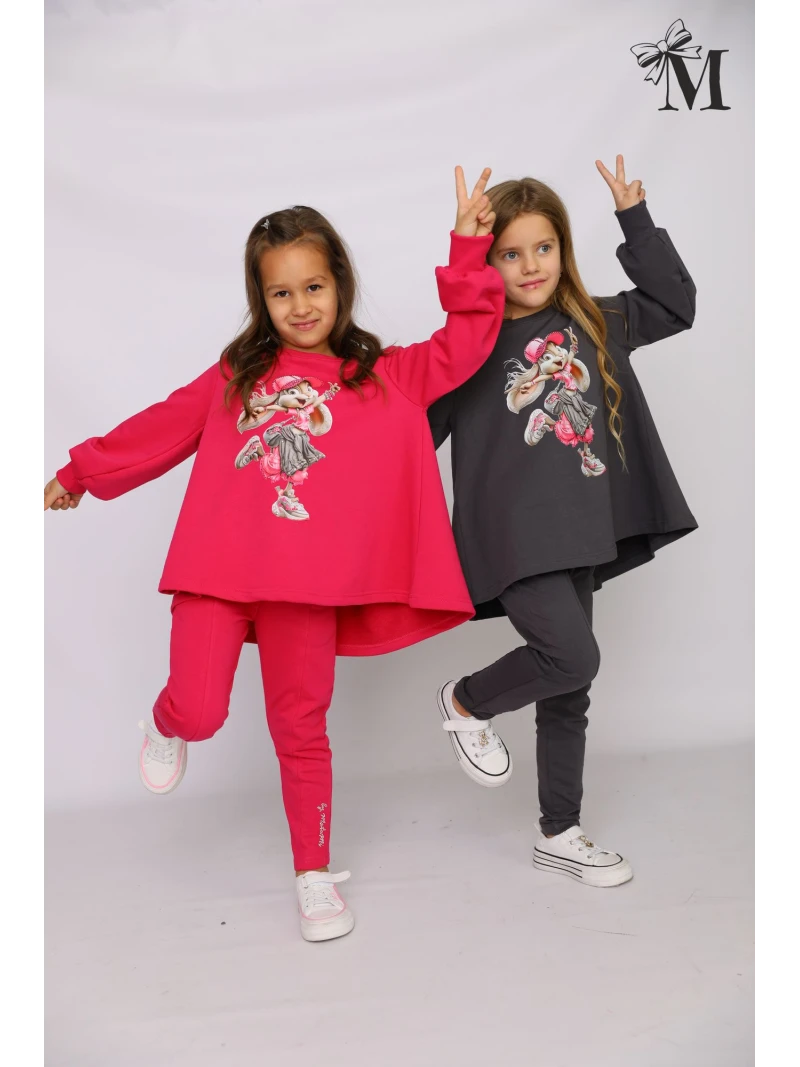 Dievčenský komplet s potlačou a zirkónmi 2 farby