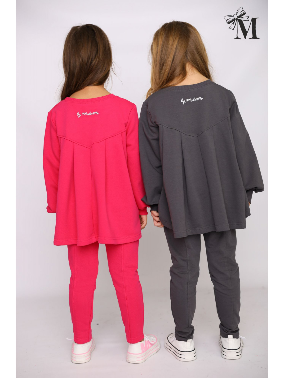 Dievčenský komplet s potlačou a zirkónmi 2 farby