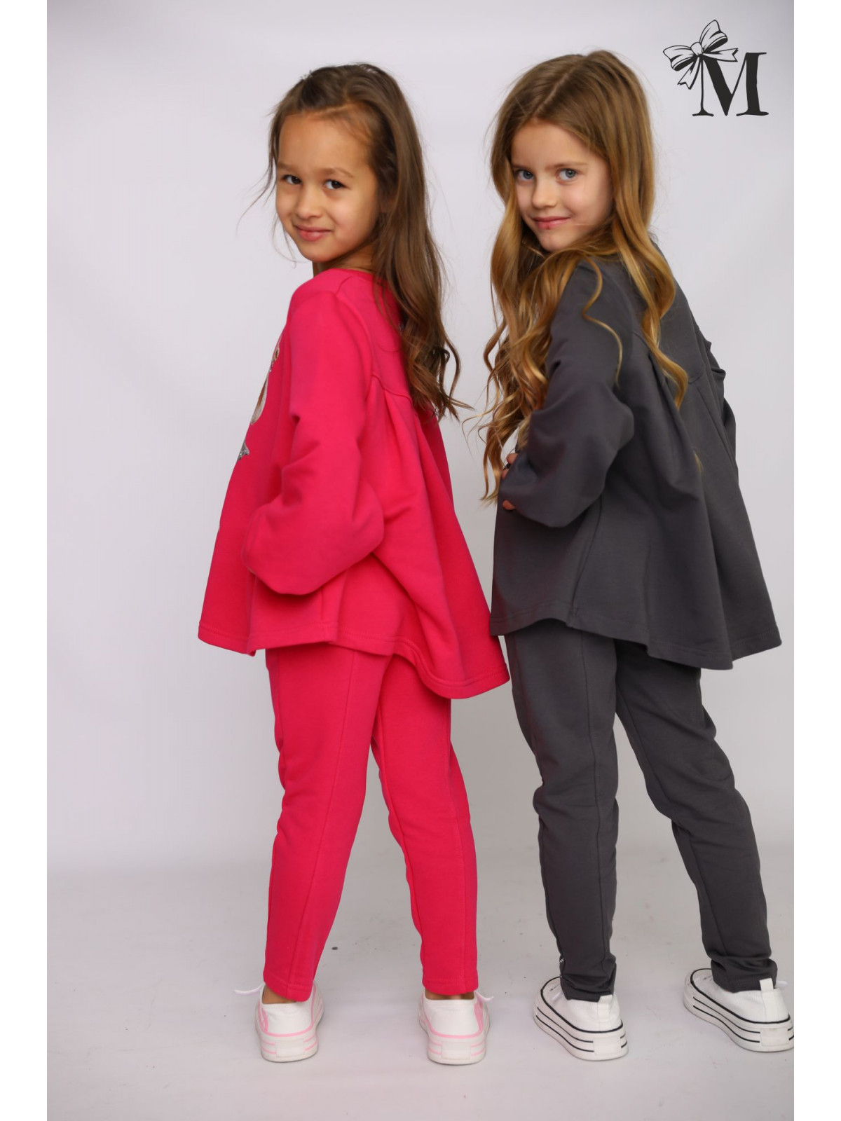 Dievčenský komplet s potlačou a zirkónmi 2 farby