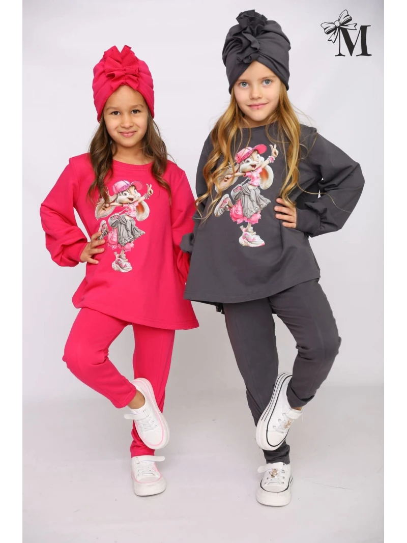 Dievčenský komplet s potlačou a zirkónmi 2 farby