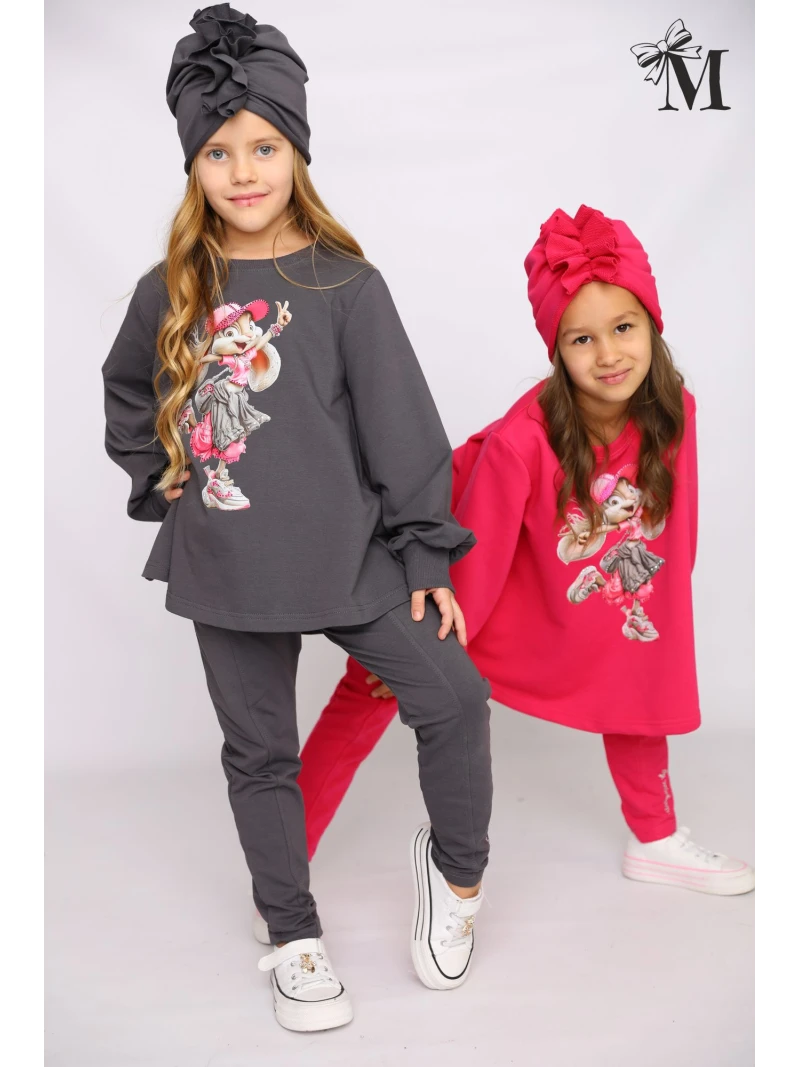 Dievčenský komplet s potlačou a zirkónmi 2 farby