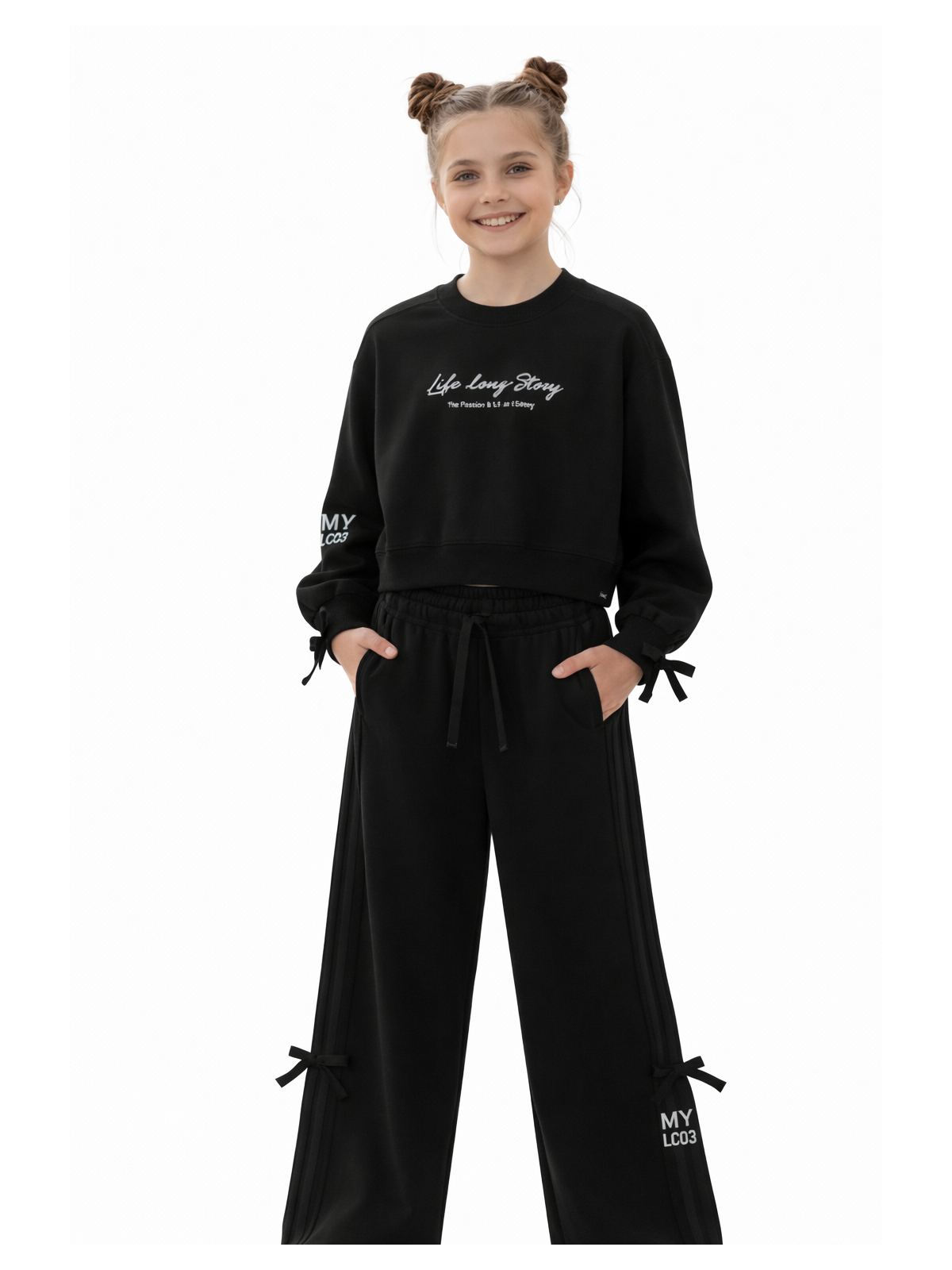 Dievčenský komplet-mikina a široké nohavice