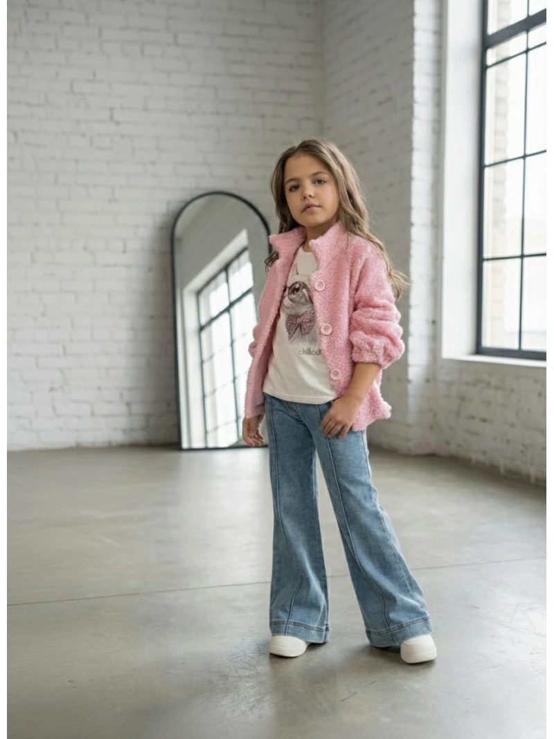 Dievčenský sveter na gombíky 2 farby