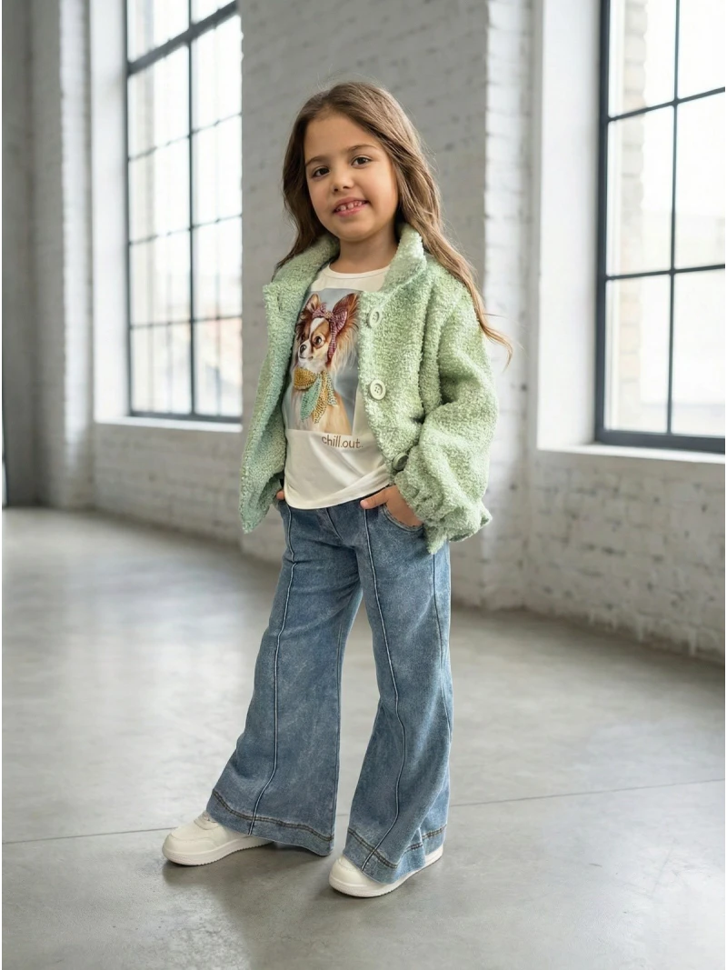 Dievčenský sveter na gombíky 2 farby