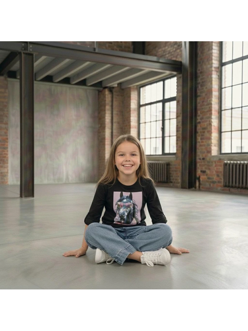 Dievčenské tričko krátky rukáv s potlačou a zirkónmi