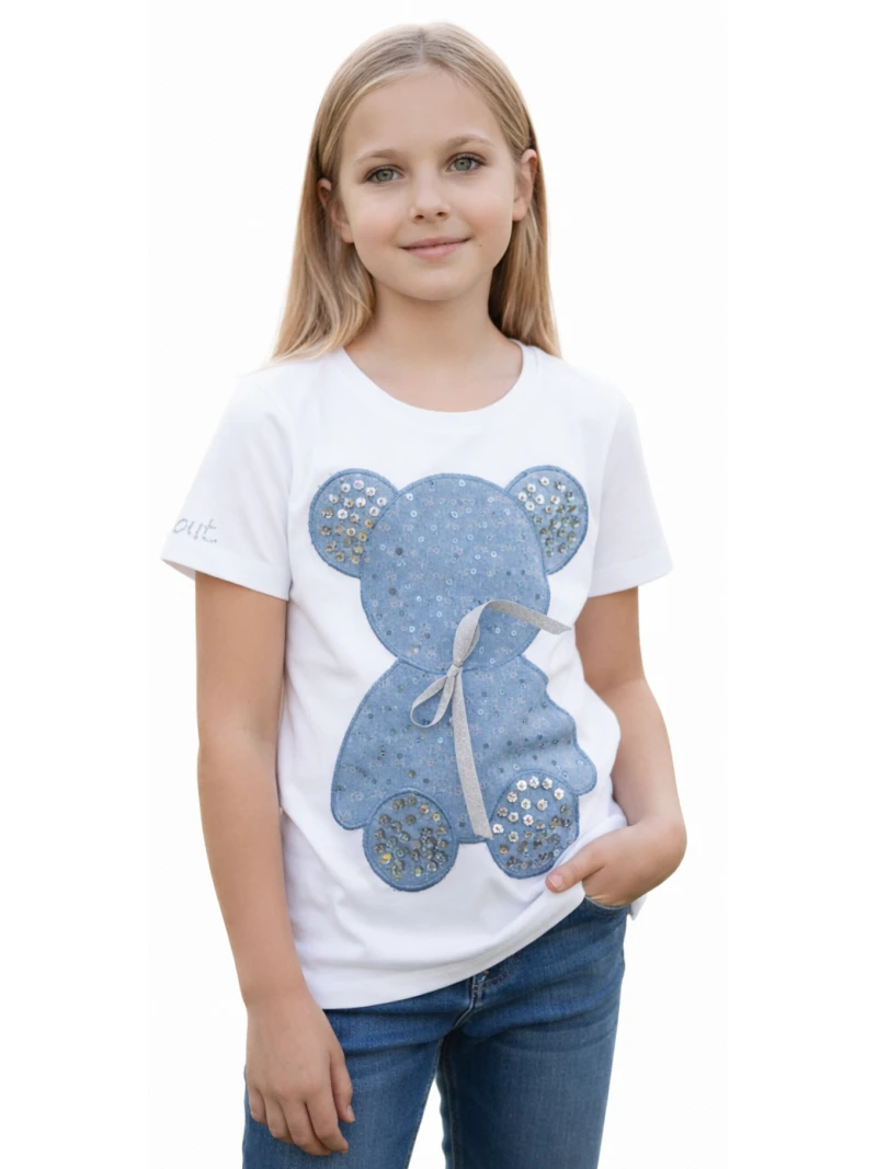 Dievčenské tričko s potlačou a zirkónmi