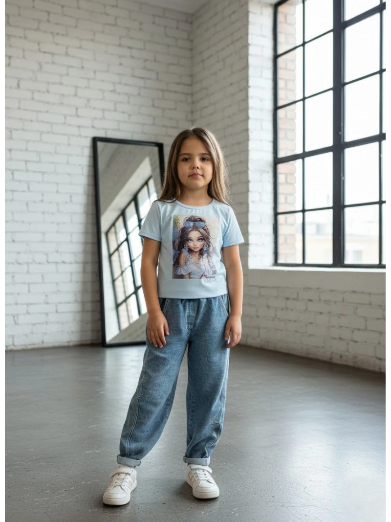 Dievčenské tričko s potlačou a zirkónmi