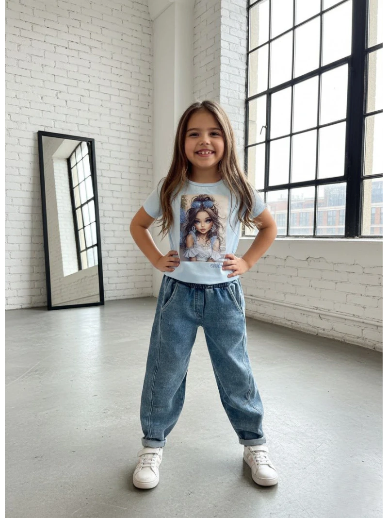 Dievčenské tričko s potlačou a zirkónmi