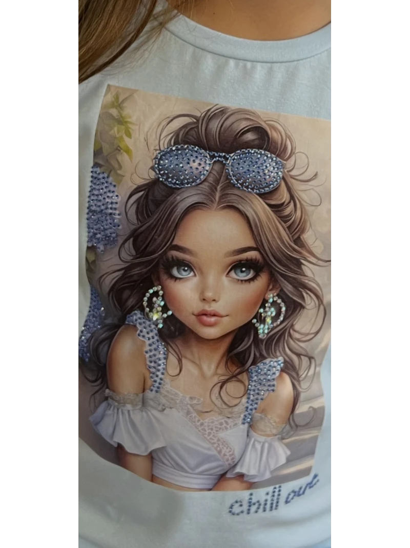 Dievčenské tričko s potlačou a zirkónmi