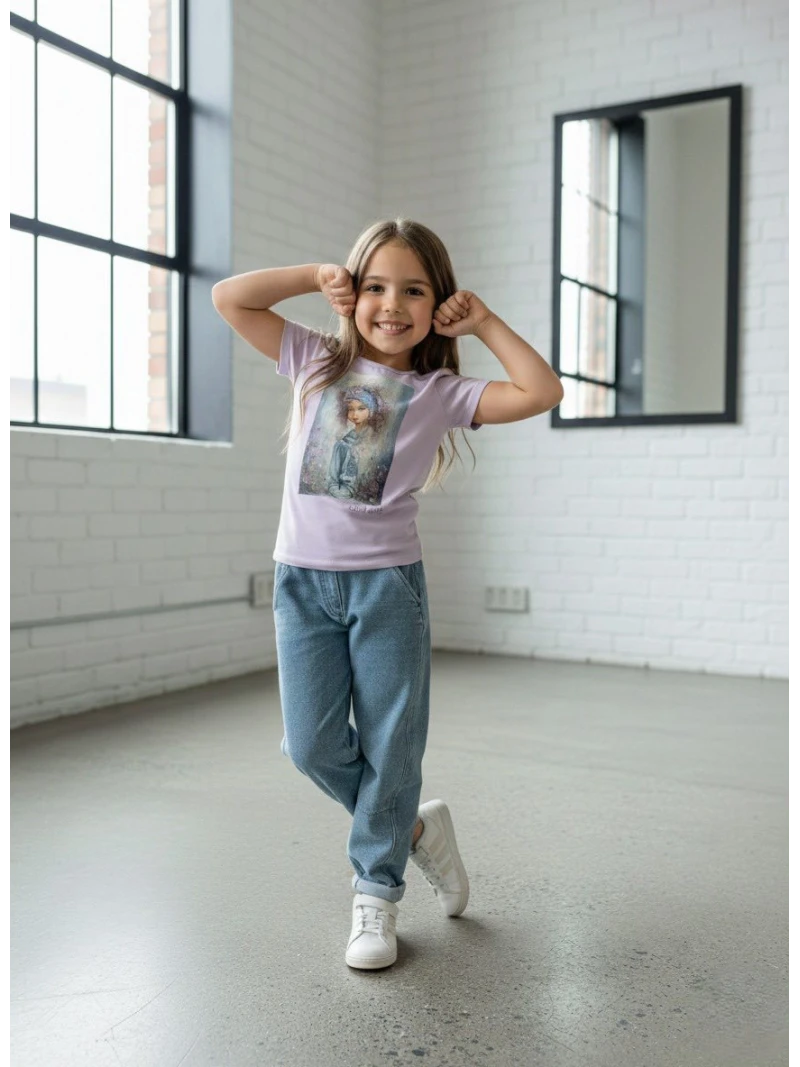 Dievčenské tričko s potlačou a zirkónmi