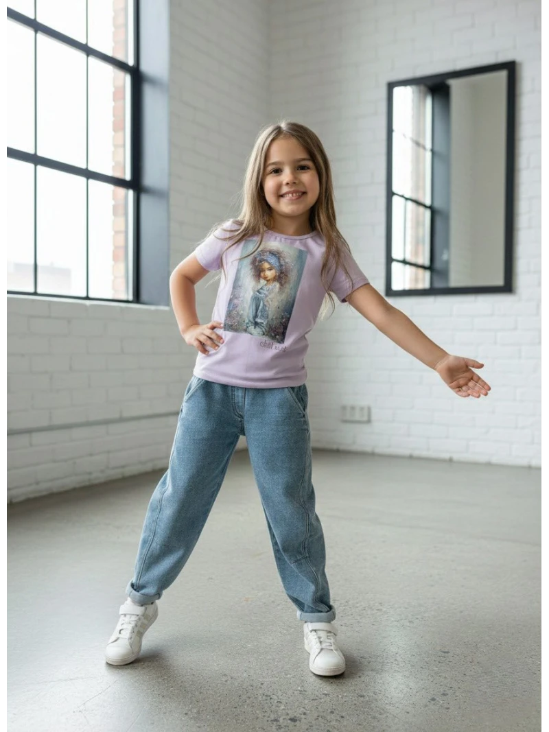 Dievčenské tričko s potlačou a zirkónmi