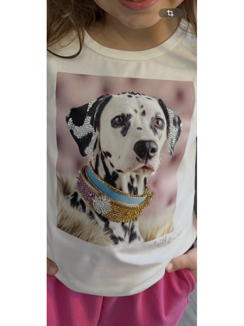 Dievčenské tričko s potlačou a zirkónmi