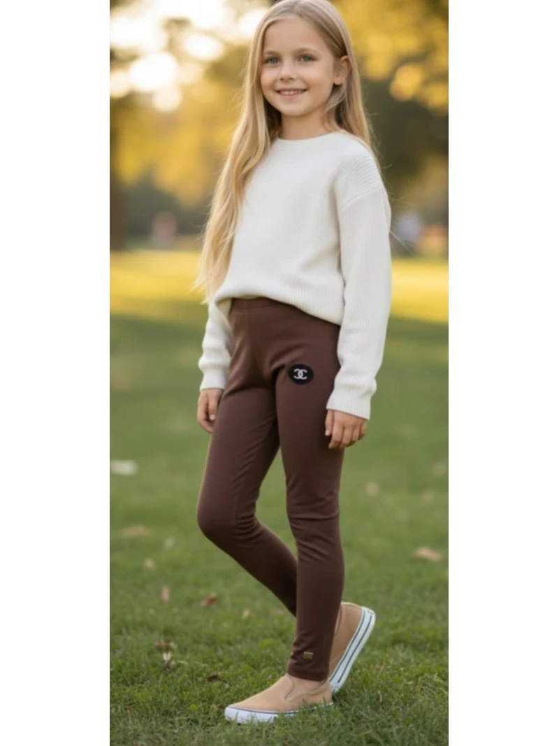 Dievčenské zateplené legíny s aplikáciou 2 farby