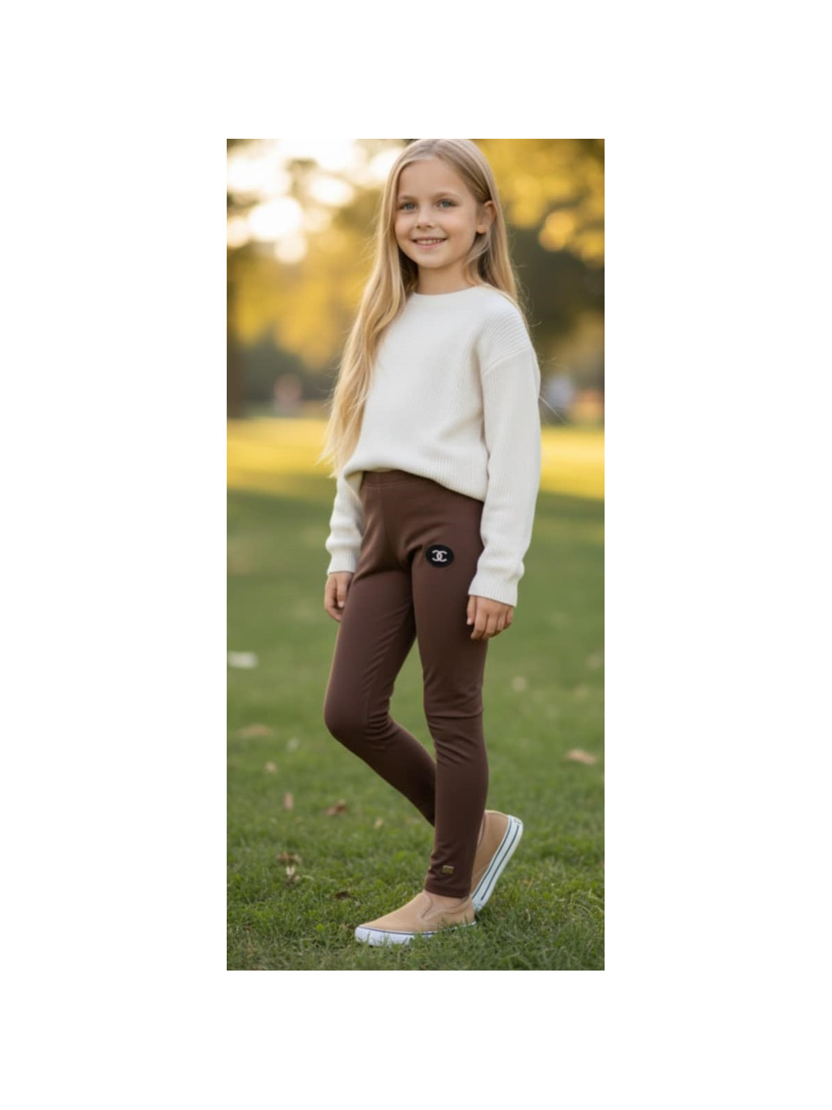 Dievčenské zateplené legíny s aplikáciou 2 farby