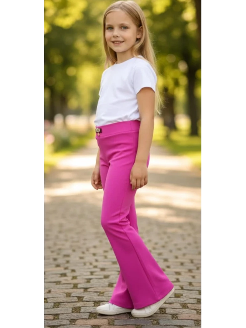 Dievčenské zvonové zateplené legíny s aplikáciou