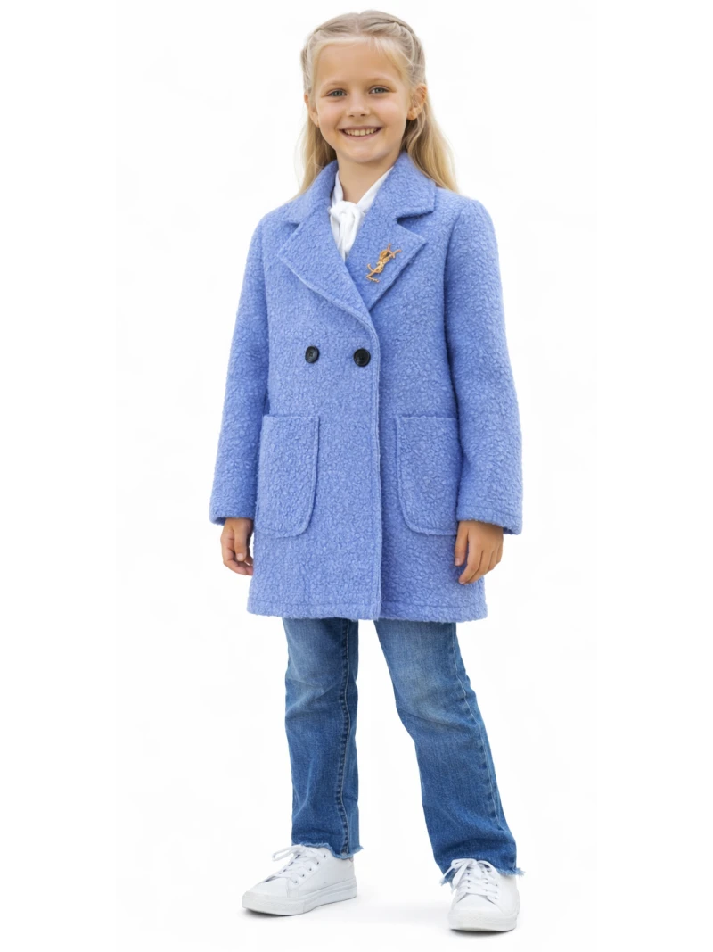Dievčenský jarný kabát s brošňou 2 farby