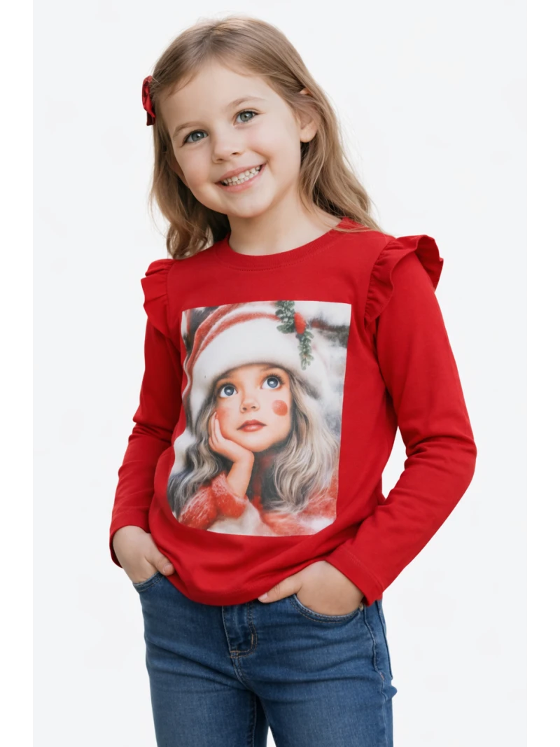 Dievčenské tričko s potlačou a zirkónmi Vianočné