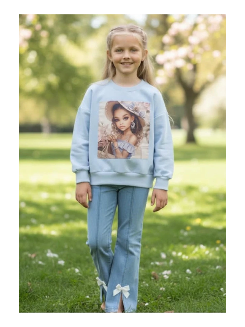 Dievčenská mikina s potlačou a zirkónmi