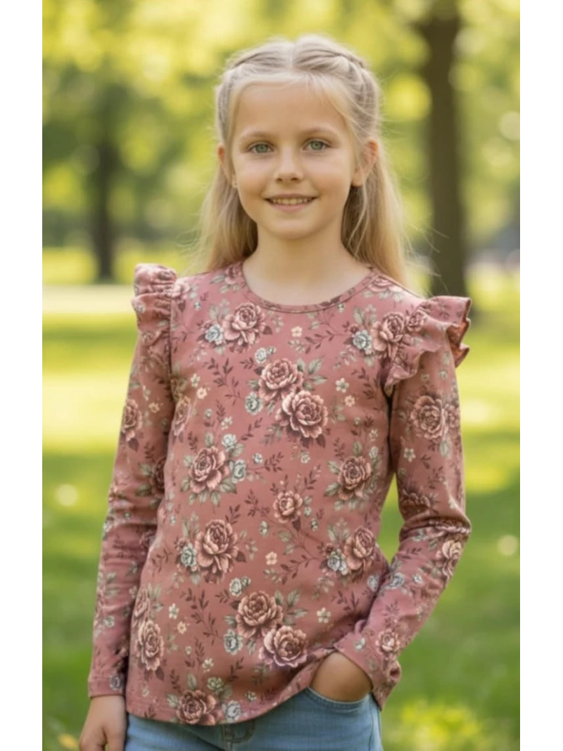 Dievčenské tričko s potlačou kvetov