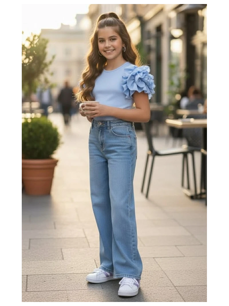 Dievčenské tričko s kvetmi na rukáve