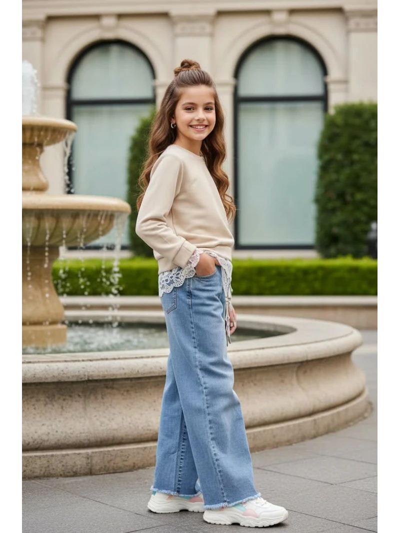 Dievčenská mikina s krajkou 2 farby